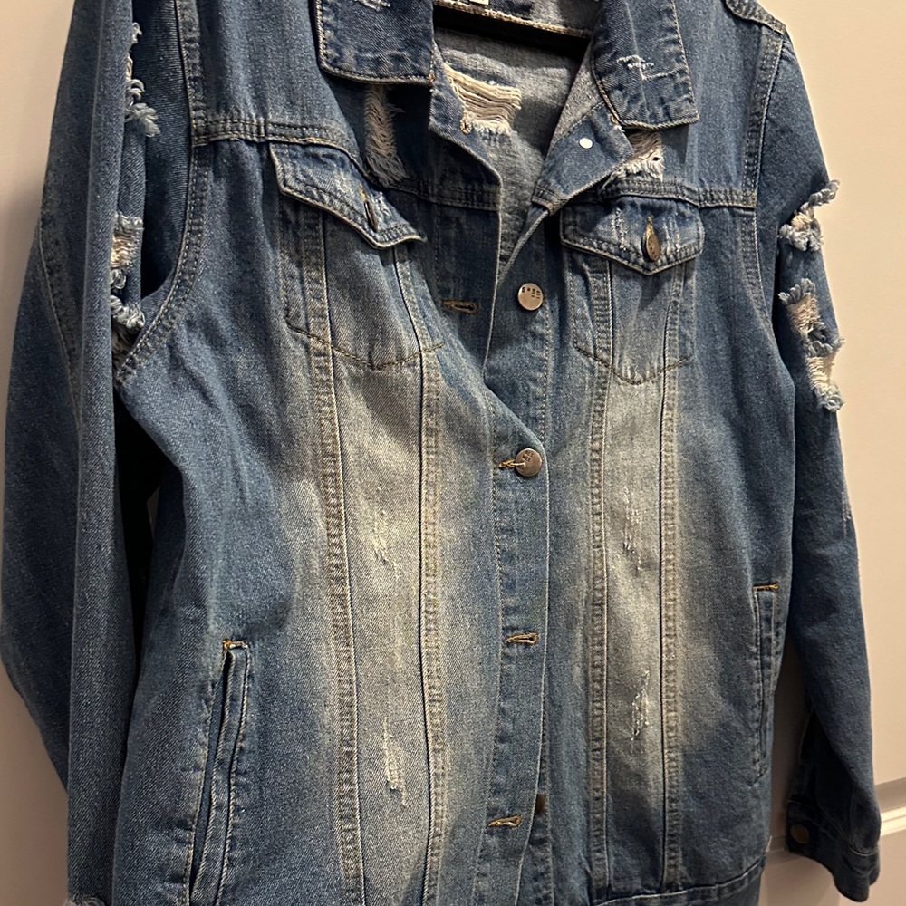 Distressed Blue Denim Jacket - Picture 4 of 5